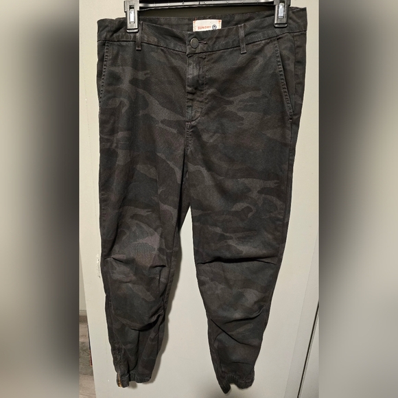 Anthropologie SUNDRY N61 Gray Smoke Camo Cotton Jogger Pants Ankle Zip Womens 28 - Picture 4 of 10